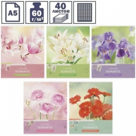 Тетрадь А5 в клетку на скрепке ArtSpace "Цветы. Blooming moments", 40 листов
