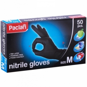 Перчатки нитриловые Paclan "Practi" M, черные, 50 шт.