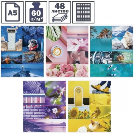 Тетрадь А5 в клетку на скрепке ArtSpace "Стиль. Colourful collage", 48 листов