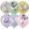 Воздушные шары ПатиБум "Кристалл Bubble. Бабочки" М12/30см, пастель+декоратор, 25 шт