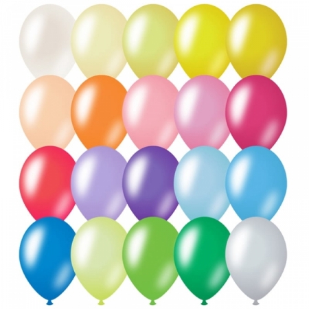 Воздушные шары MESHU М12/30см, металлик, 20 цветов, 100 шт