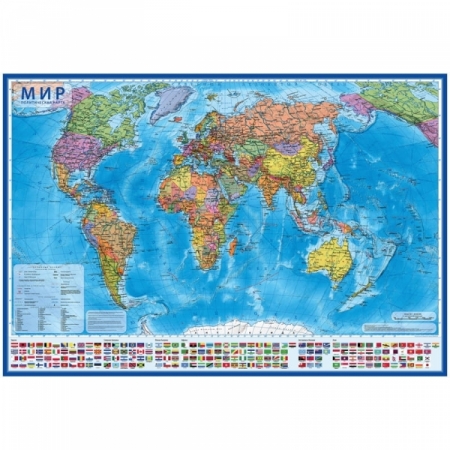 Карта "Мир" политическая Globen, 1:28 млн., 1170х800 мм, интерактивная в тубусе