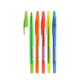 Ручка шариковая Стамм "511 Neon" 1 мм синяя, ассорти