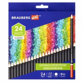 Карандаши художественные цветные Brauberg Art Classic, 24 цвета, мягкий грифель