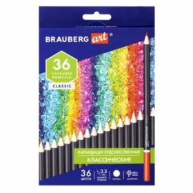 Карандаши художественные цветные Brauberg Art Classic, 36 цветов, мягкий грифель