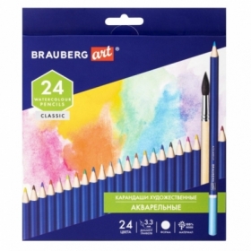 Карандаши художественные цветные акварельные Brauberg Art Classic, 24 цвета