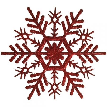 Елочное украшение пластиковое "Снежинка красная" 11 см