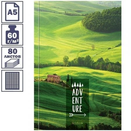Бизнес-блокнот А5 "Природа. Green valley" 80 листов, 5-ти цветный блок