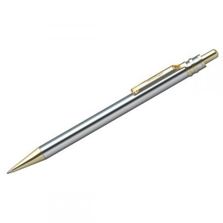 Ручка шариковая автоматическая "Silver Premium", корпус хром/золото, в пластиковом футляре