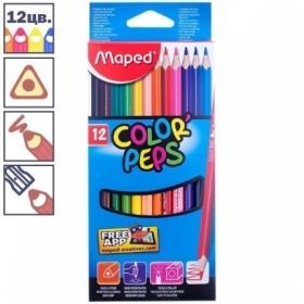 Набор цветных карандашей "Color Peps" 12 цветов, заточенные