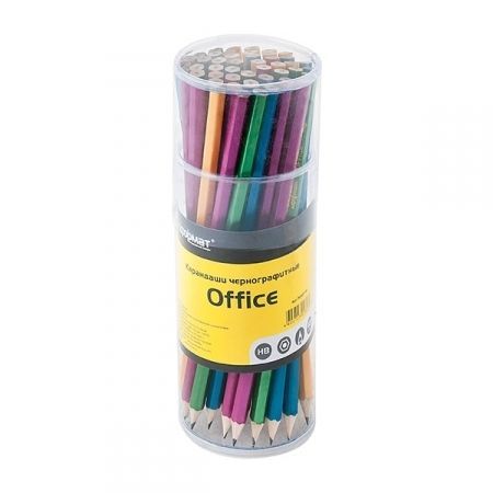 Карандаш inФОРМАТ OFFICE чернографитный НВ шестигранный с заточкой, в тубусе 48 штук.