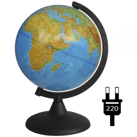 Глобус физический Глобусный мир, 21 см, с подсветкой на круглой подставке