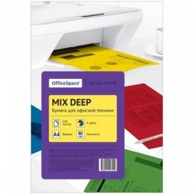Бумага цветная А4 OfficeSpace deep mix, 4 цвета, 100 листов