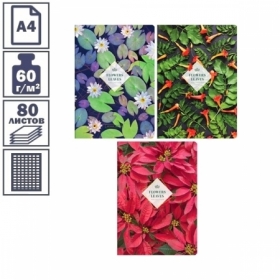 Тетрадь А4 в клетку на скрепке ArtSpace "Цветы. Leaves & Flowers", 80 листов