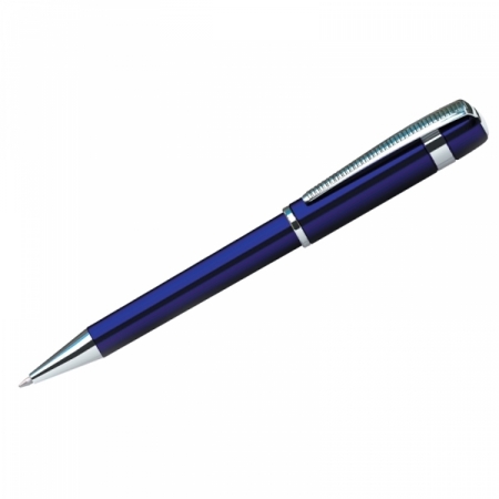 Ручка шариковая Berlingo "Velvet Classic", корпус синий/хром, в пластиковом футляре