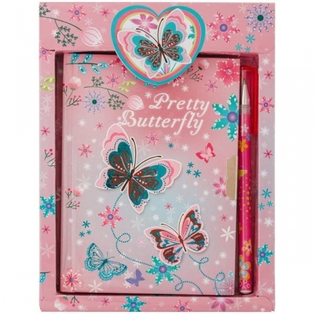 Записная книжка 7БЦ А6 ArtSpace "Butterfly" с замком + шариковая ручка