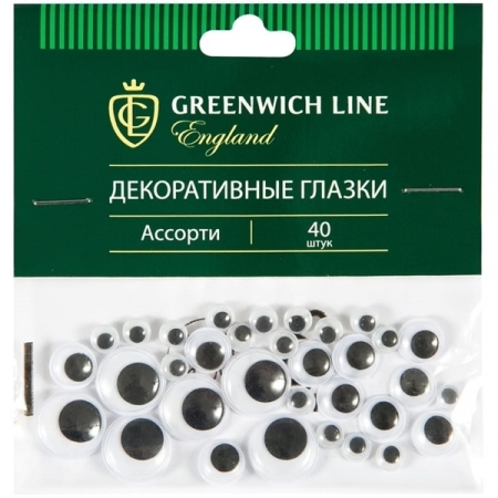 Материал декоративный Greenwich Line "Глазки", ассорти, 40 шт.