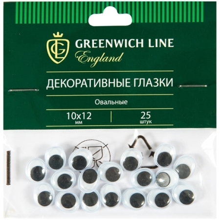 Материал декоративный Greenwich Line "Глазки" овальные, 10х12 мм, 25 шт.