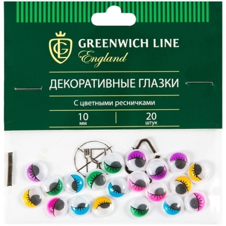 Материал декоративный Greenwich Line "Глазки" с ресничками, 10 мм, 20 шт.