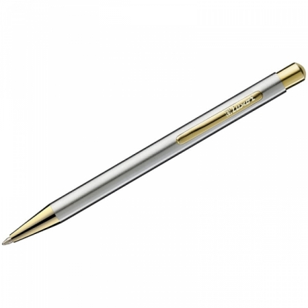Ручка шариковая автоматическая Luxor "Nova" синяя 1 мм, корпус хром/золото