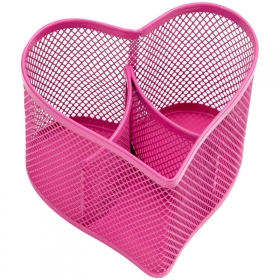 Настольная подставка Berlingo "Steel Style" металлическая в виде сердца, розовая