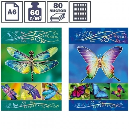 Бизнес-блокнот А6 BG "Rainbow wings", 80 листов