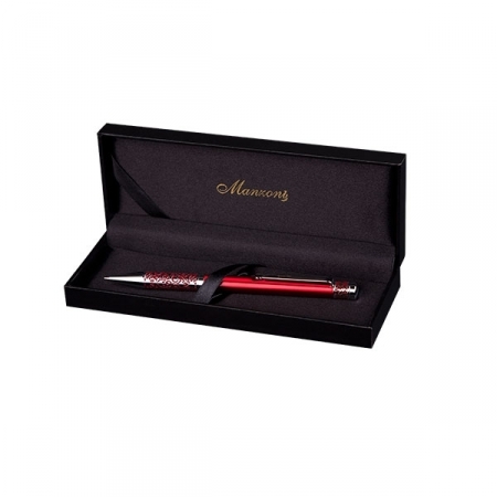 Ручка шариковая MARINELLA, красный корпус, подарочный футляр из кожзама