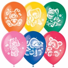 Воздушные шары ПатиБум "Плюшевые друзья" M12/30 см, пастель+декор, 50 шт