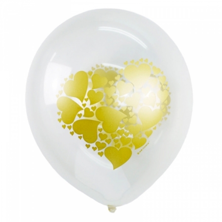 Воздушные шары Поиск "Сердце золото" M12/30см, 25 шт