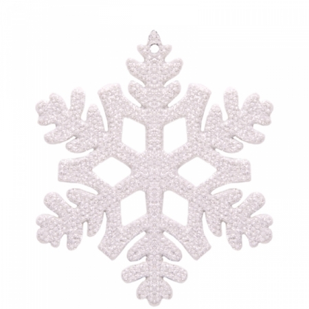 Елочное украшение пластиковое "Снежинка" 10,5х10,5 см, белая