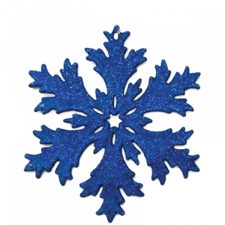 Елочное украшение пластиковое "Снежинка", глиттер, 10,5х10,5 см, синяя