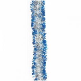 Мишура "Норка 1" серебряная с синими кончиками, 200х5 см