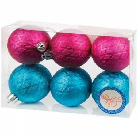 Набор пластиковых шаров 6 шт, 60 мм бюрюзовый/розовый