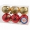 Набор пластиковых шаров 6 шт, 60 мм золото/красный