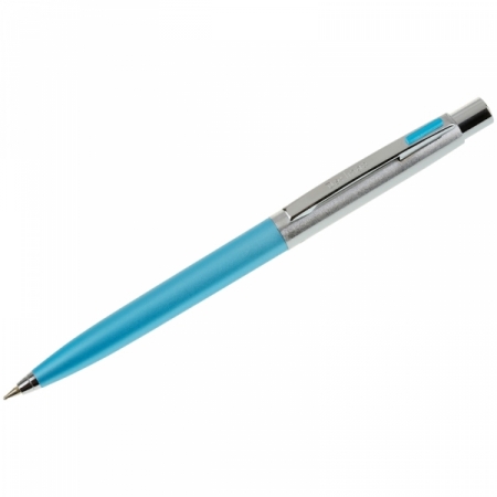 Ручка шариковая автоматическая Berlingo "Silver Arrow" синяя 0.7 мм, хром/бирюзовый